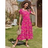 Zeagoo Women Summer Midi A Line Dress Short Sleeve Casual Flowy Tiered Beach Long Sundress with Pockets 2026 Vacation Travel(Red Floral-3)