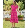 Zeagoo Women Summer Midi A Line Dress Short Sleeve Casual Flowy Tiered Beach Long Sundress with Pockets 2026 Vacation Travel(Red Floral-3)