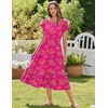 Zeagoo Women Summer Midi A Line Dress Short Sleeve Casual Flowy Tiered Beach Long Sundress with Pockets 2026 Vacation Travel(Red Floral-3)