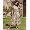 Zeagoo Women Summer Midi A Line Dress Short Sleeve Casual Flowy Tiered Beach Long Sundress with Pockets 2026 Vacation Travel(Red White Floral)