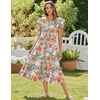 Zeagoo Women Summer Midi A Line Dress Short Sleeve Casual Flowy Tiered Beach Long Sundress with Pockets 2026 Vacation Travel(Red White Floral)