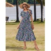 Zeagoo Women Summer Midi A Line Dress Short Sleeve Casual Flowy Tiered Beach Long Sundress with Pockets 2026 Vacation Travel(Rose Red Floral)