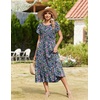 Zeagoo Women Summer Midi A Line Dress Short Sleeve Casual Flowy Tiered Beach Long Sundress with Pockets 2026 Vacation Travel(Rose Red Floral)