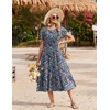 Zeagoo Women Summer Midi A Line Dress Short Sleeve Casual Flowy Tiered Beach Long Sundress with Pockets 2026 Vacation Travel(Rose Red Floral)