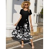 Zeagoo Women Summer Midi A Line Dress Short Sleeve Casual Flowy Tiered Beach Long Sundress with Pockets 2026 Vacation Travel(Sf100)