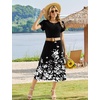 Zeagoo Women Summer Midi A Line Dress Short Sleeve Casual Flowy Tiered Beach Long Sundress with Pockets 2026 Vacation Travel(Sf100)
