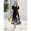 Zeagoo Women Summer Midi A Line Dress Short Sleeve Casual Flowy Tiered Beach Long Sundress with Pockets 2026 Vacation Travel(Sf100)