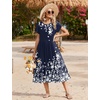 Zeagoo Women Summer Midi A Line Dress Short Sleeve Casual Flowy Tiered Beach Long Sundress with Pockets 2026 Vacation Travel(Sf103)