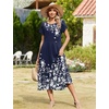 Zeagoo Women Summer Midi A Line Dress Short Sleeve Casual Flowy Tiered Beach Long Sundress with Pockets 2026 Vacation Travel(Sf103)