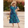 Zeagoo Women Summer Midi A Line Dress Short Sleeve Casual Flowy Tiered Beach Long Sundress with Pockets 2026 Vacation Travel(Sf114)