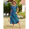 Zeagoo Women Summer Midi A Line Dress Short Sleeve Casual Flowy Tiered Beach Long Sundress with Pockets 2026 Vacation Travel(Sf114)