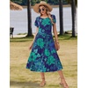 Zeagoo Women Summer Midi A Line Dress Short Sleeve Casual Flowy Tiered Beach Long Sundress with Pockets 2026 Vacation Travel(Sf114)