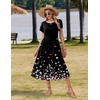 Zeagoo Women Summer Midi A Line Dress Short Sleeve Casual Flowy Tiered Beach Long Sundress with Pockets 2026 Vacation Travel(Sf236)