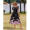 Zeagoo Women Summer Midi A Line Dress Short Sleeve Casual Flowy Tiered Beach Long Sundress with Pockets 2026 Vacation Travel(Sf31)