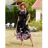 Zeagoo Women Summer Midi A Line Dress Short Sleeve Casual Flowy Tiered Beach Long Sundress with Pockets 2026 Vacation Travel(Sf31)