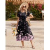 Zeagoo Women Summer Midi A Line Dress Short Sleeve Casual Flowy Tiered Beach Long Sundress with Pockets 2026 Vacation Travel(Sf31)