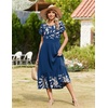 Zeagoo Women Summer Midi A Line Dress Short Sleeve Casual Flowy Tiered Beach Long Sundress with Pockets 2026 Vacation Travel(Sp121)