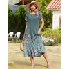 Zeagoo Women Summer Midi A Line Dress Short Sleeve Casual Flowy Tiered Beach Long Sundress with Pockets 2026 Vacation Travel(Wf115)