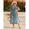 Zeagoo Women Summer Midi A Line Dress Short Sleeve Casual Flowy Tiered Beach Long Sundress with Pockets 2026 Vacation Travel(Wf115)