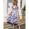 Zeagoo Women Summer Midi A Line Dress Short Sleeve Casual Flowy Tiered Beach Long Sundress with Pockets 2026 Vacation Travel(Wf119)