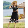 Zeagoo Women Summer Midi A Line Dress Short Sleeve Casual Flowy Tiered Beach Long Sundress with Pockets 2026 Vacation Travel(Wf120)