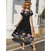 Zeagoo Women Summer Midi A Line Dress Short Sleeve Casual Flowy Tiered Beach Long Sundress with Pockets 2026 Vacation Travel(Wf120)