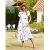 Zeagoo Women Summer Midi A Line Dress Short Sleeve Casual Flowy Tiered Beach Long Sundress with Pockets 2026 Vacation Travel(White Floral)