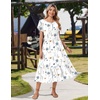 Zeagoo Women Summer Midi A Line Dress Short Sleeve Casual Flowy Tiered Beach Long Sundress with Pockets 2026 Vacation Travel(White Floral)