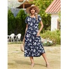 Zeagoo Women Summer Midi A Line Dress Short Sleeve Casual Flowy Tiered Beach Long Sundress with Pockets 2026 Vacation Travel(White Floral-2)