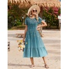 Zeagoo Women Summer Midi A Line Dress Short Sleeve Casual Flowy Tiered Beach Long Sundress with Pockets 2026 Vacation Travel(Xh363)