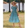 Zeagoo Women Summer Midi A Line Dress Short Sleeve Casual Flowy Tiered Beach Long Sundress with Pockets 2026 Vacation Travel(Xh363)