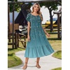 Zeagoo Women Summer Midi A Line Dress Short Sleeve Casual Flowy Tiered Beach Long Sundress with Pockets 2026 Vacation Travel(Xh363)