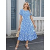 Zeagoo Women Summer Midi A Line Dress Short Sleeve Casual Flowy Tiered Beach Long Sundress with Pockets 2026 Vacation Travel(Xh41)