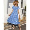 Zeagoo Women Summer Midi A Line Dress Short Sleeve Casual Flowy Tiered Beach Long Sundress with Pockets 2026 Vacation Travel(Xh41)