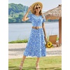 Zeagoo Women Summer Midi A Line Dress Short Sleeve Casual Flowy Tiered Beach Long Sundress with Pockets 2026 Vacation Travel(Xh41)