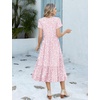 Zeagoo Women Summer Midi A Line Dress Short Sleeve Casual Flowy Tiered Beach Long Sundress with Pockets 2026 Vacation Travel(Xh530)