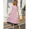 Zeagoo Women Summer Midi A Line Dress Short Sleeve Casual Flowy Tiered Beach Long Sundress with Pockets 2026 Vacation Travel(Xh530)