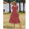 Zeagoo Women Summer Midi A Line Dress Short Sleeve Casual Flowy Tiered Beach Long Sundress with Pockets 2026 Vacation Travel(Xh546)