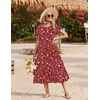 Zeagoo Women Summer Midi A Line Dress Short Sleeve Casual Flowy Tiered Beach Long Sundress with Pockets 2026 Vacation Travel(Xh546)
