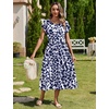 Zeagoo Women Summer Midi A Line Dress Short Sleeve Casual Flowy Tiered Beach Long Sundress with Pockets 2026 Vacation Travel(Zw522)