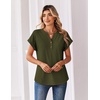 Zeagoo Women Tops Short Sleeve T Shirts V Neck Dressy Casual Work Blouses(Army Green)