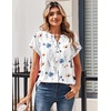 Zeagoo Women Tops Short Sleeve T Shirts V Neck Dressy Casual Work Blouses(Bf290-white Flowers)