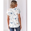 Zeagoo Women Tops Short Sleeve T Shirts V Neck Dressy Casual Work Blouses(Bf290-white Flowers)