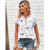Zeagoo Women Tops Short Sleeve T Shirts V Neck Dressy Casual Work Blouses(Bf290-white Flowers)