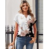 Zeagoo Women Tops Short Sleeve T Shirts V Neck Dressy Casual Work Blouses(Bf347-flower)