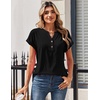 Zeagoo Women Tops Short Sleeve T Shirts V Neck Dressy Casual Work Blouses(Black)