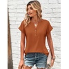 Zeagoo Women Tops Short Sleeve T Shirts V Neck Dressy Casual Work Blouses(Caramel)