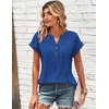 Zeagoo Women Tops Short Sleeve T Shirts V Neck Dressy Casual Work Blouses(Cx319-blue)