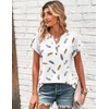 Zeagoo Women Tops Short Sleeve T Shirts V Neck Dressy Casual Work Blouses(Dw170-feather)