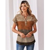 Zeagoo Women Tops Short Sleeve T Shirts V Neck Dressy Casual Work Blouses(Jh398-geometric)